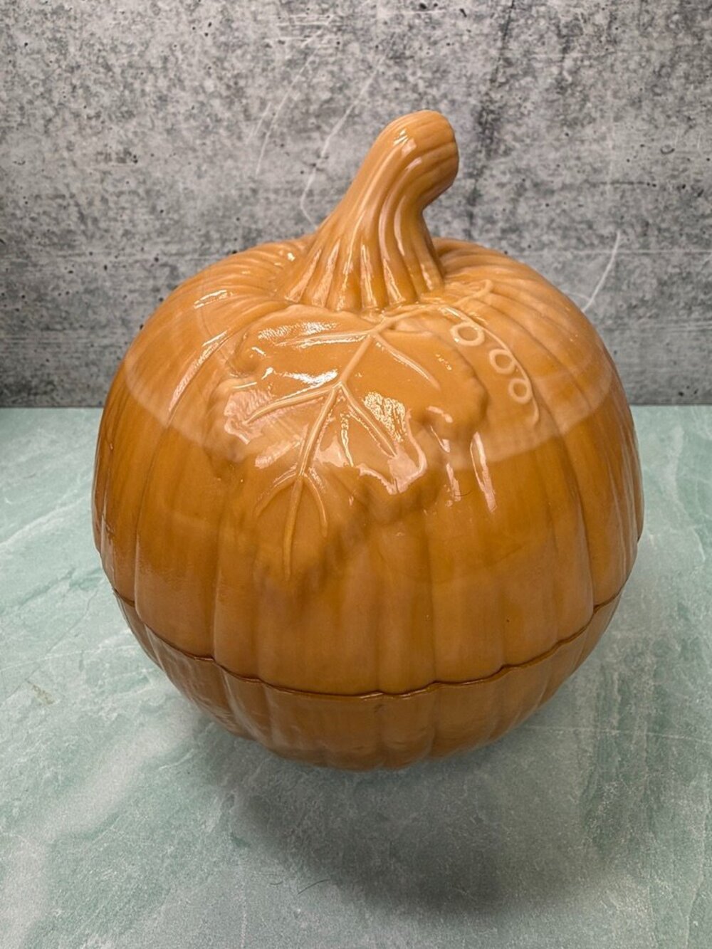 Longaberger Basket Milk Glass Pumpkin Lidded Candy Dish Orange